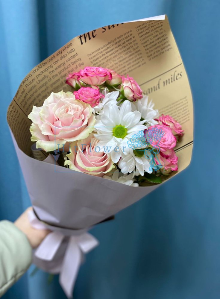 Букет цветов из: Розы и Хризантемы